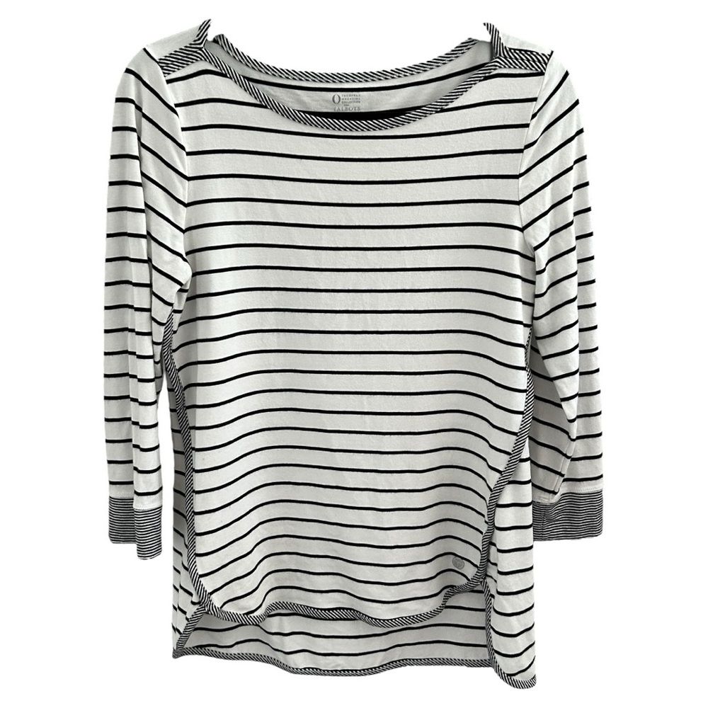 The Oprah Magazine Collection For Talbots Striped 3/4 Sleeve Top Sz M‎